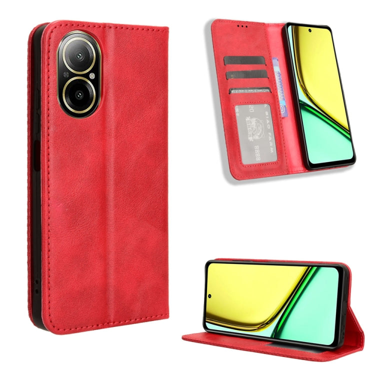 Magnetic Buckle Retro Texture Leather Phone Case — For Realme C53 / Narzo N53 4G