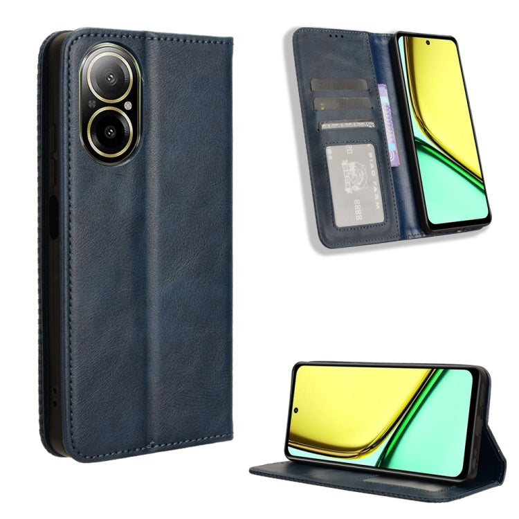 Magnetic Buckle Retro Texture Leather Phone Case — For Realme 11 5G