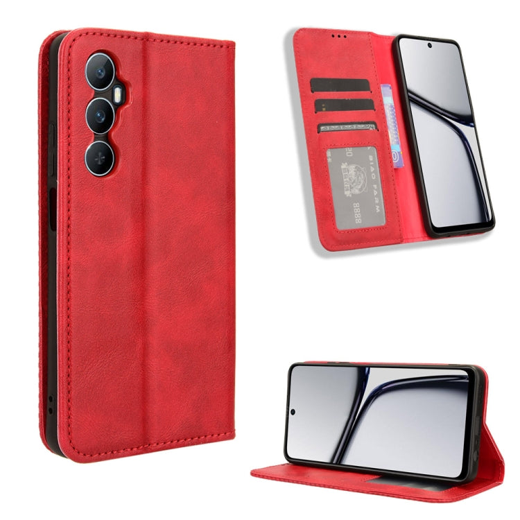 Magnetic Buckle Retro Texture Leather Phone Case — Brown