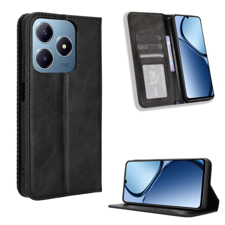 Magnetic Buckle Retro Texture Leather Phone Case — For Realme 12 Pro / Pro+ 5G