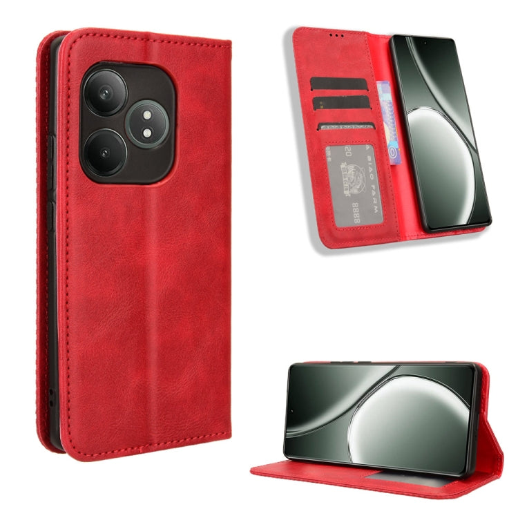 Magnetic Buckle Retro Texture Leather Phone Case — For Realme Narzo 70 Pro 5G