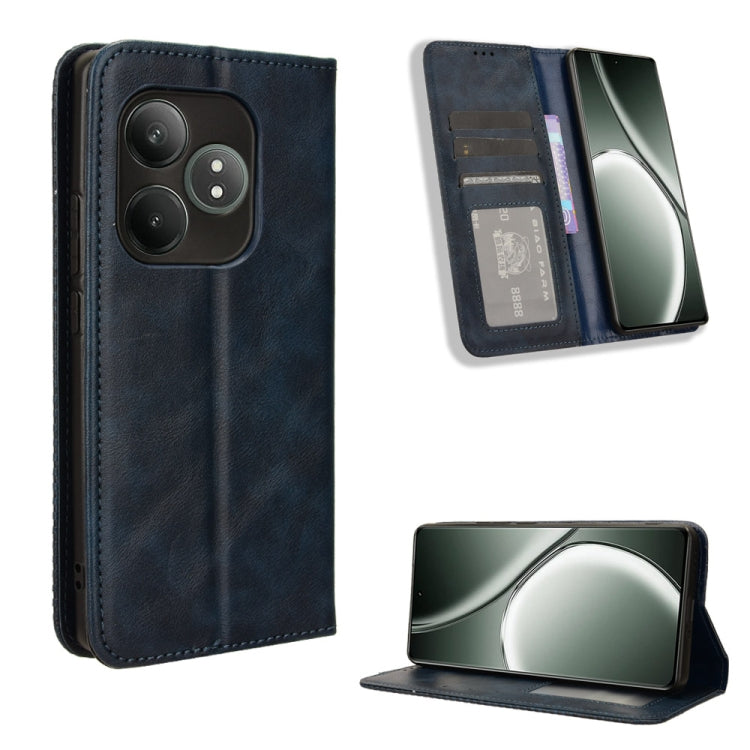 Magnetic Buckle Retro Texture Leather Phone Case — For Realme 12+ 5G