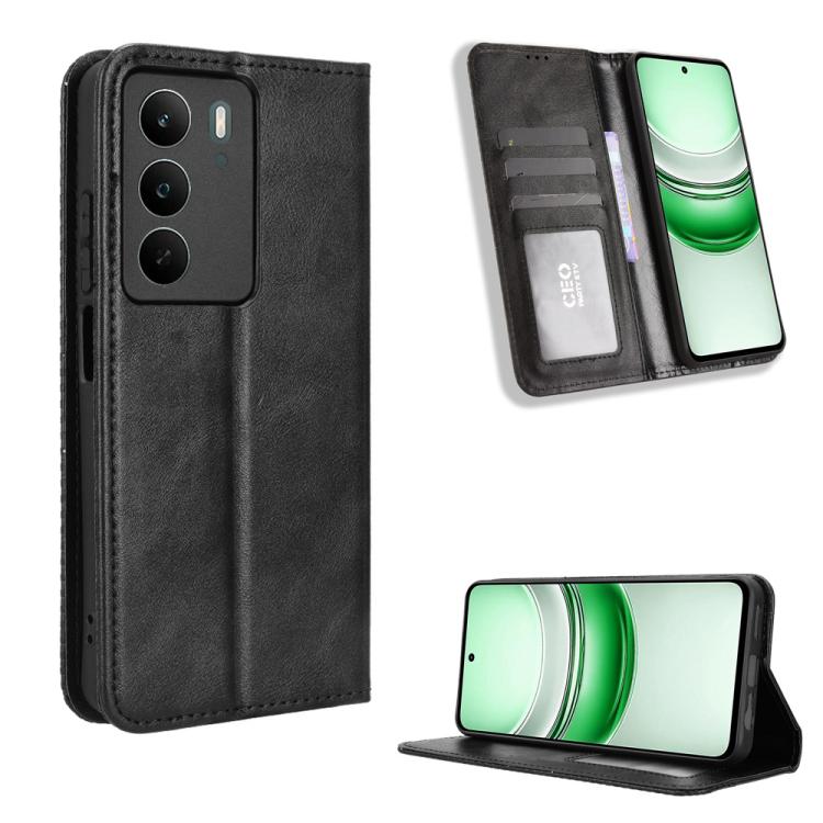 Magnetic Buckle Retro Texture Leather Phone Case — For Realme C75 4G
