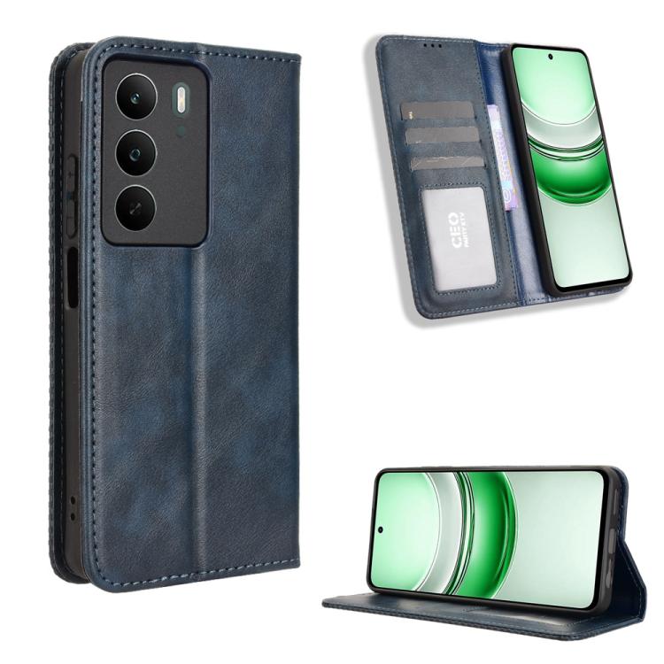 Magnetic Buckle Retro Texture Leather Phone Case — For Realme 13+ 5G Global