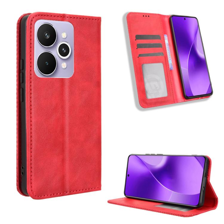 Magnetic Buckle Retro Texture Leather Phone Case — For Realme 14 5G