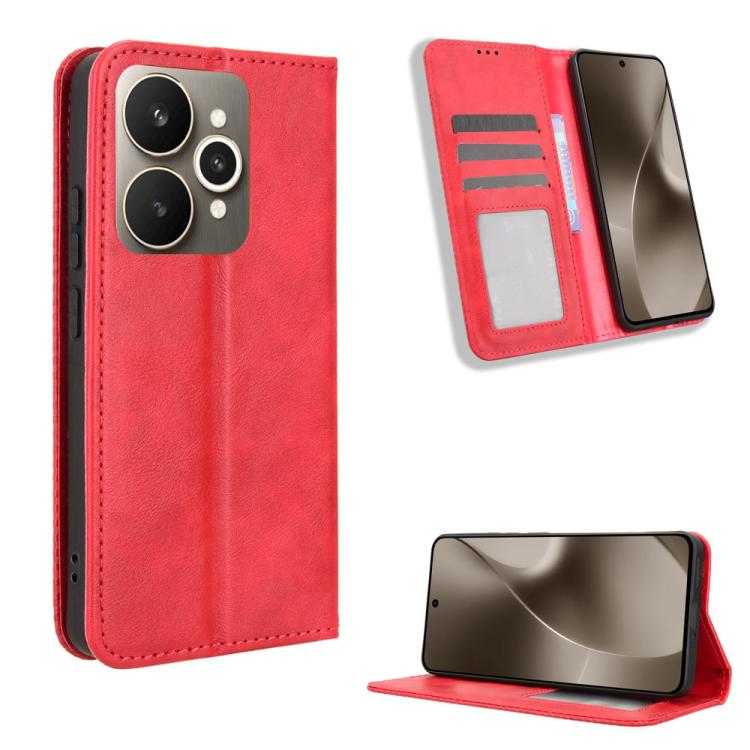 Magnetic Buckle Retro Texture Leather Phone Case — For Realme P3 Pro 5G
