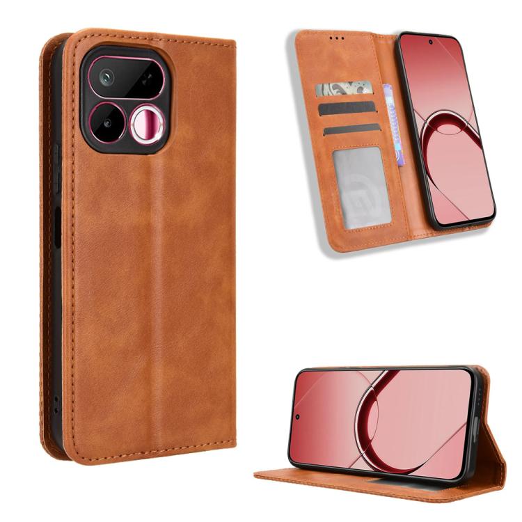 Magnetic Buckle Retro Texture Leather Phone Case — For Realme 16 Pro+ 5G