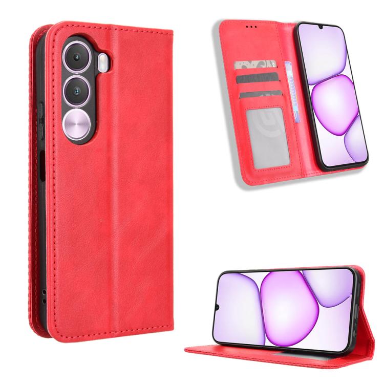 Magnetic Buckle Retro Texture Leather Phone Case — For Realme P4x 5G