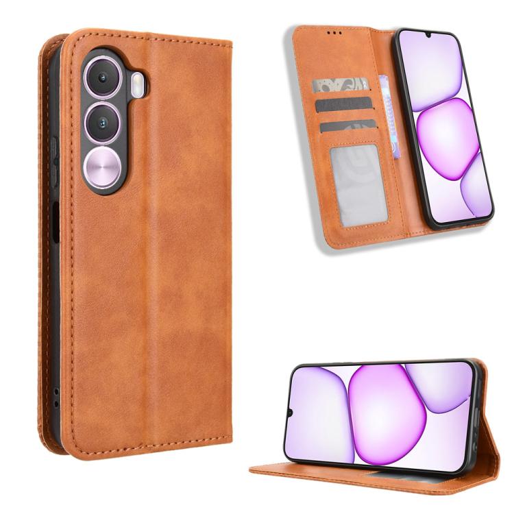 Magnetic Buckle Retro Texture Leather Phone Case — For Realme C85 Pro 4G