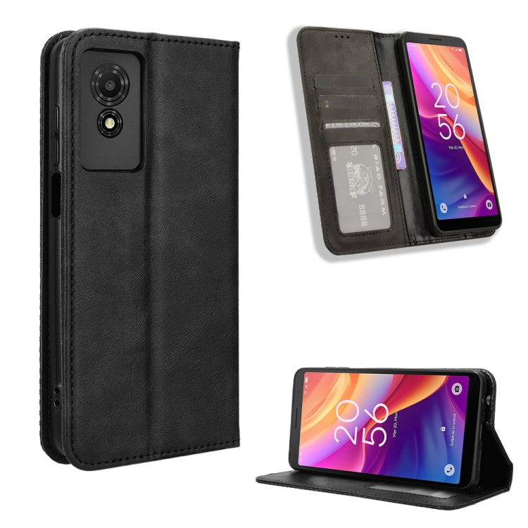 Magnetic Buckle Retro Texture Leather Phone Case — For TCL ION X
