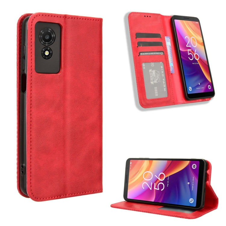 Magnetic Buckle Retro Texture Leather Phone Case — Black