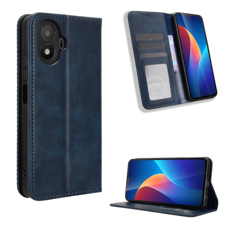 Magnetic Buckle Retro Texture Leather Phone Case — For TCL 50 XL 5G