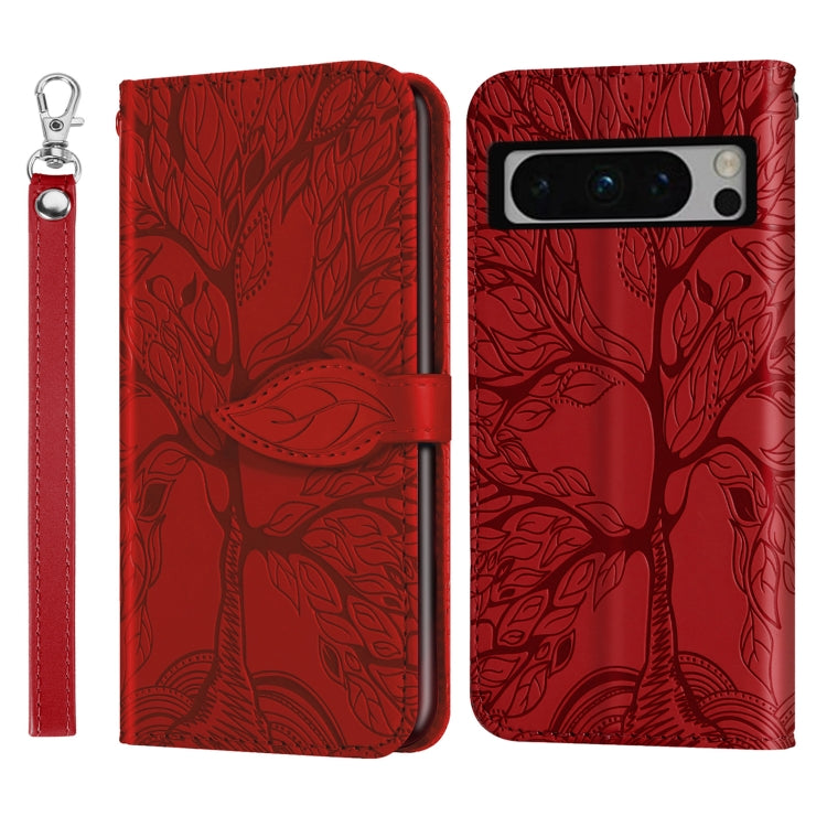 Life Tree Embossing Pattern Flip Leather Phone Case