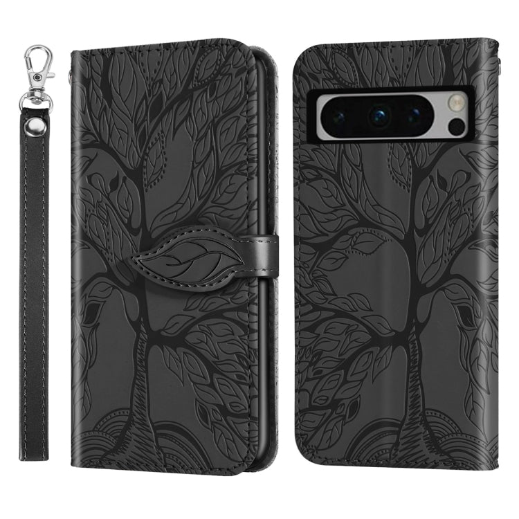 Life Tree Embossing Pattern Flip Leather Phone Case