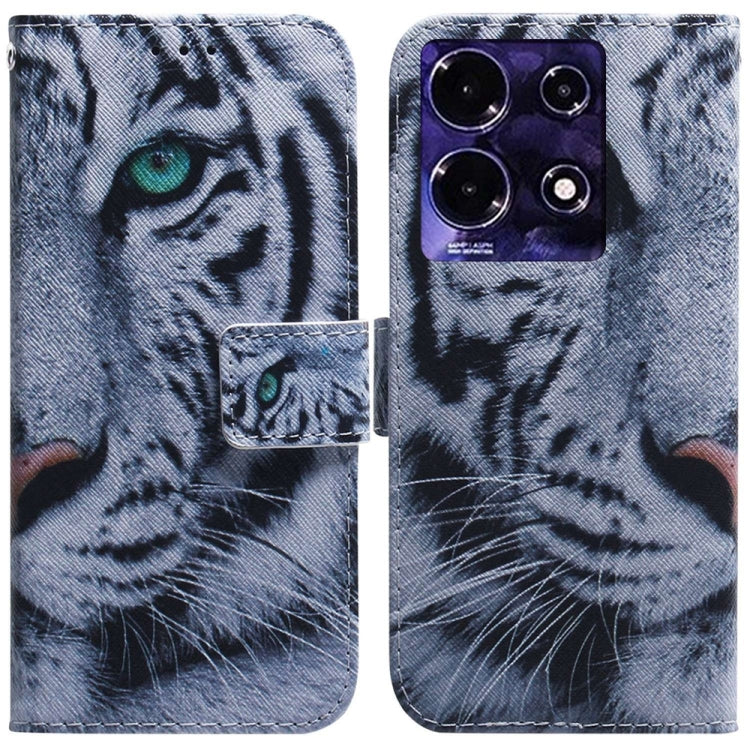Coloured Drawing Flip Leather Phone Case — White Wolf