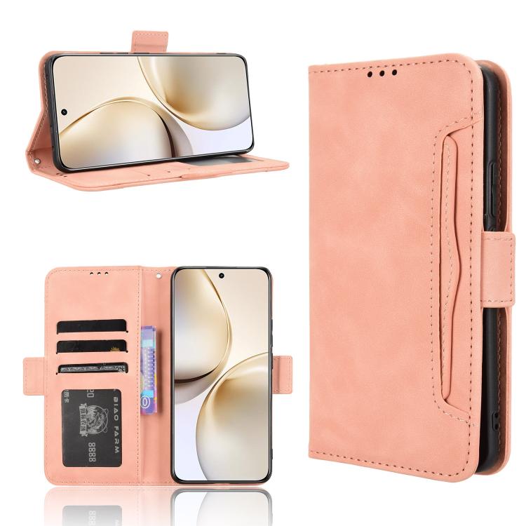 Skin Feel Calf Texture Card Slots Leather Phone Case — Blue