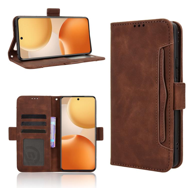 Skin Feel Calf Texture Card Slots Leather Phone Case — Red