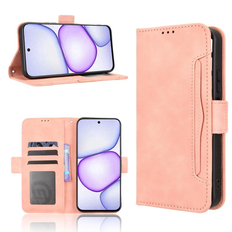 Skin Feel Calf Texture Card Slots Leather Phone Case — Blue