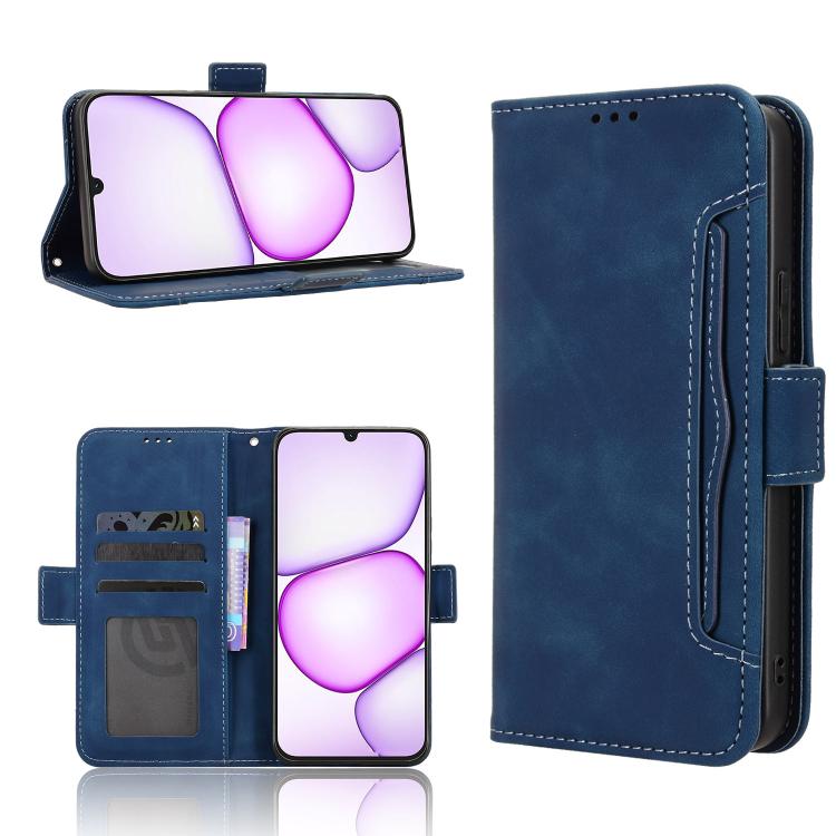 Skin Feel Calf Texture Card Slots Leather Phone Case — Black