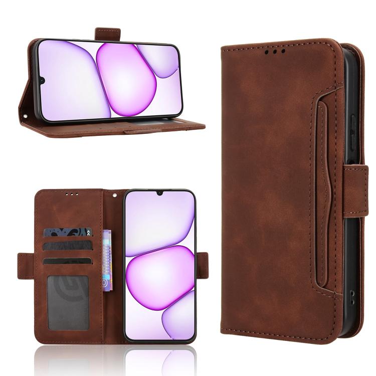 Skin Feel Calf Texture Card Slots Leather Phone Case — Red