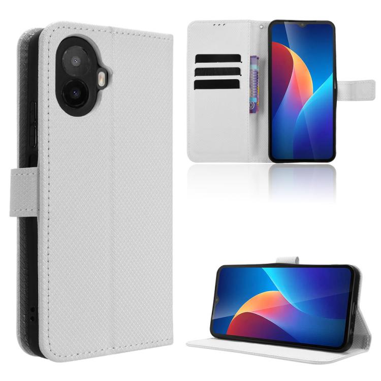 Diamond Texture Leather Phone Case — For TCL 605 / 60 SE