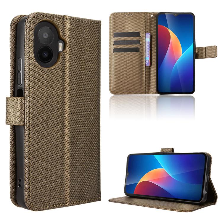 Diamond Texture Leather Phone Case — White