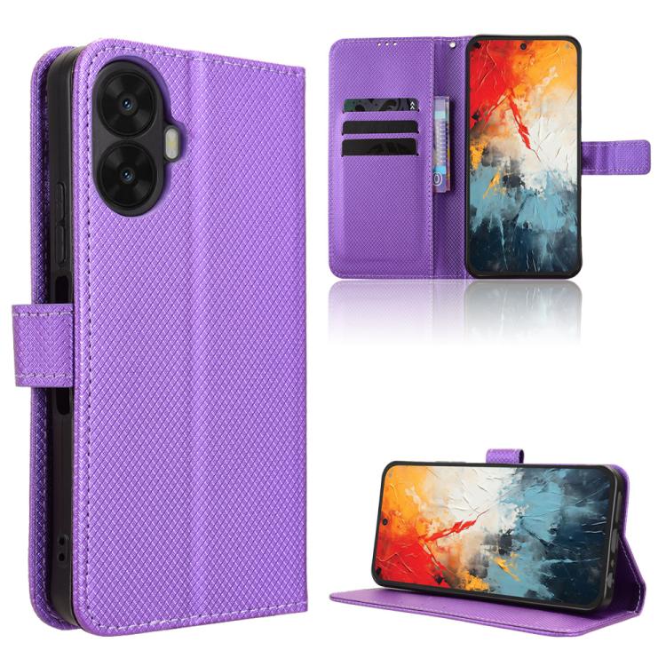 Diamond Texture Leather Phone Case — For TCL 60 NxtPaper