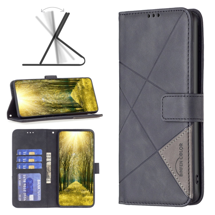 Magnetic Buckle Rhombus Texture Leather Phone Case