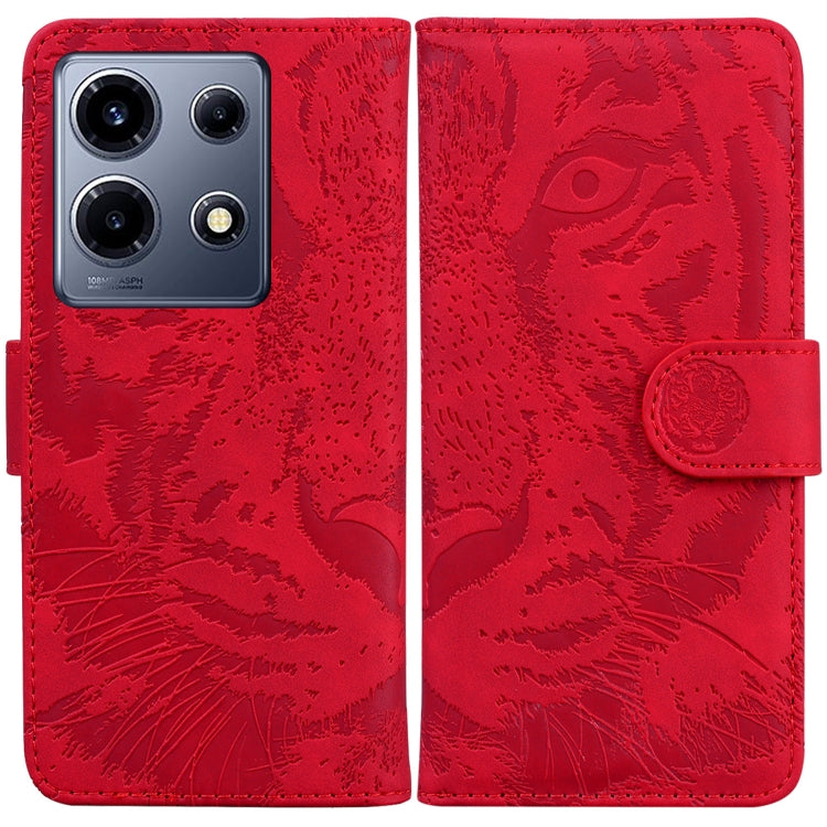 Tiger Embossing Pattern Flip Leather Phone Case — Red