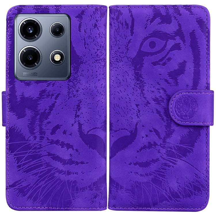 Tiger Embossing Pattern Flip Leather Phone Case — Purple