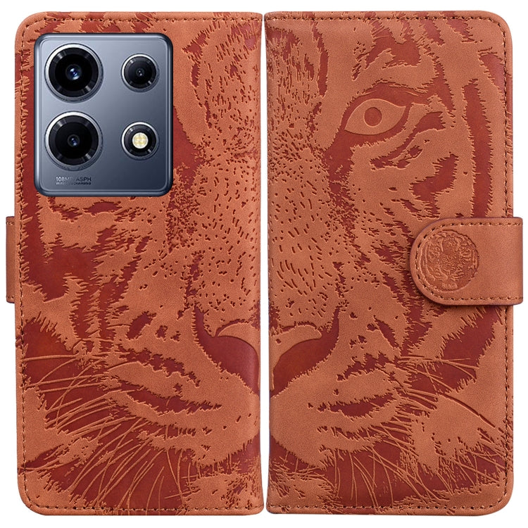 Tiger Embossing Pattern Flip Leather Phone Case — Brown