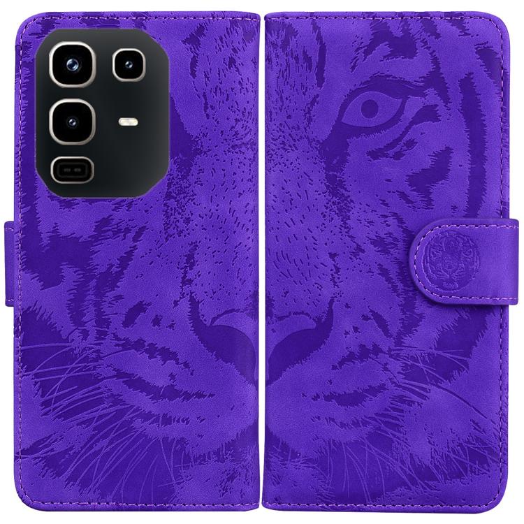 Tiger Embossing Pattern Flip Leather Phone Case — Brown