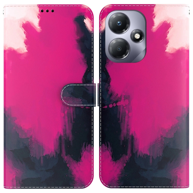 Watercolor Pattern Flip Leather Phone Case — Purple Red