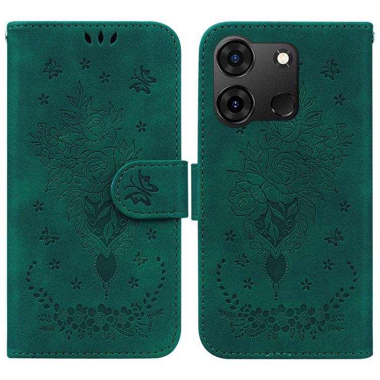 Butterfly Rose Embossed Leather Phone Case — Red