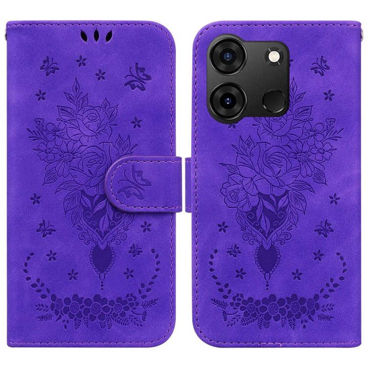 Butterfly Rose Embossed Leather Phone Case — Pink