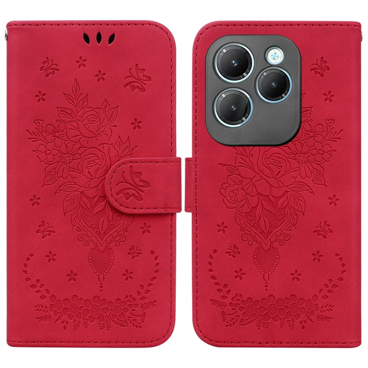 Butterfly Rose Embossed Leather Phone Case — Blue
