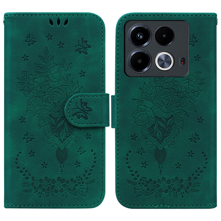 Butterfly Rose Embossed Leather Phone Case — For Infinix Note 30i