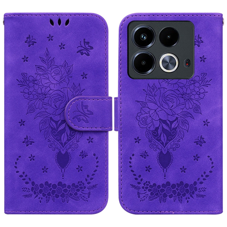 Butterfly Rose Embossed Leather Phone Case — For Infinix Note 30 Pro