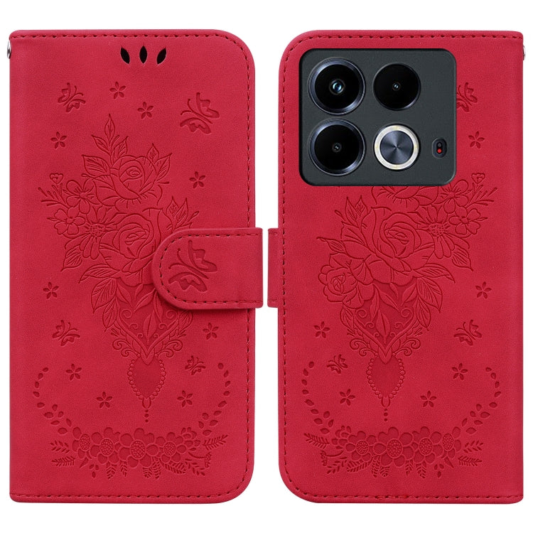 Butterfly Rose Embossed Leather Phone Case — For Infinix Note 30