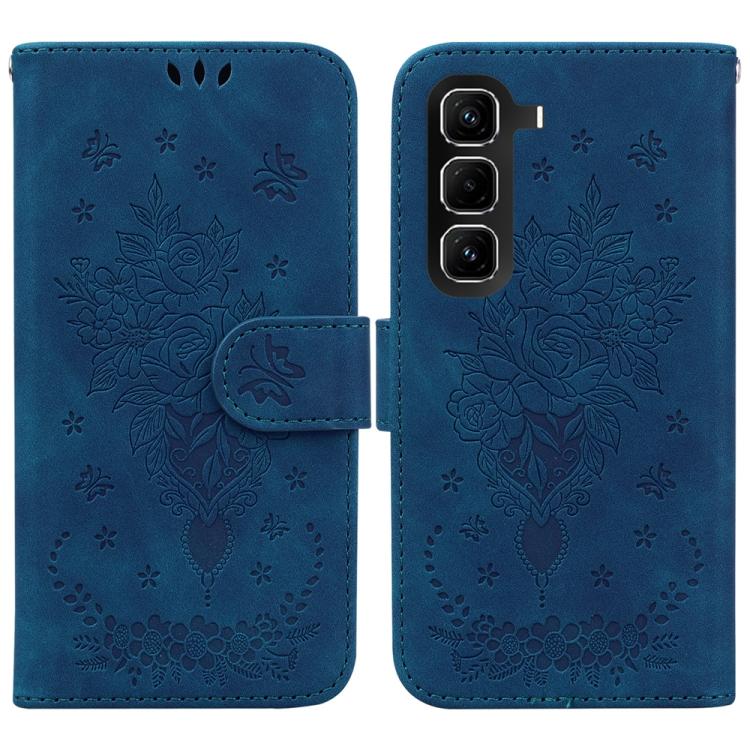 Butterfly Rose Embossed Leather Phone Case — Red