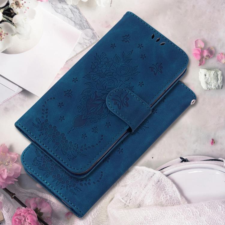 Butterfly Rose Embossed Leather Phone Case