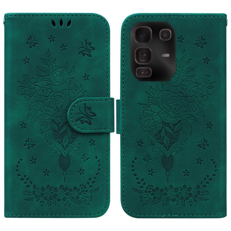 Butterfly Rose Embossed Leather Phone Case — For Infinix Hot 50 5G