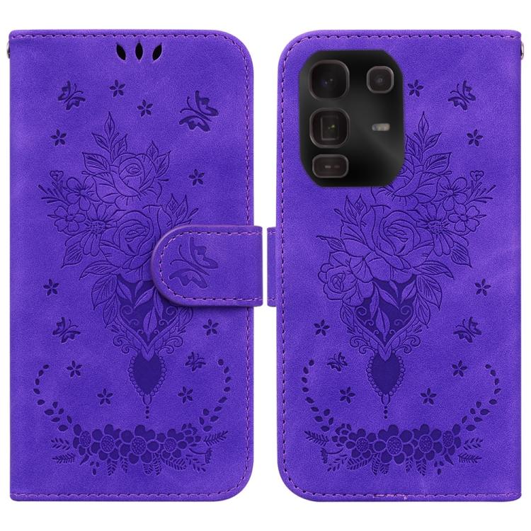 Butterfly Rose Embossed Leather Phone Case — For Infinix Zero 40 4G / 5G