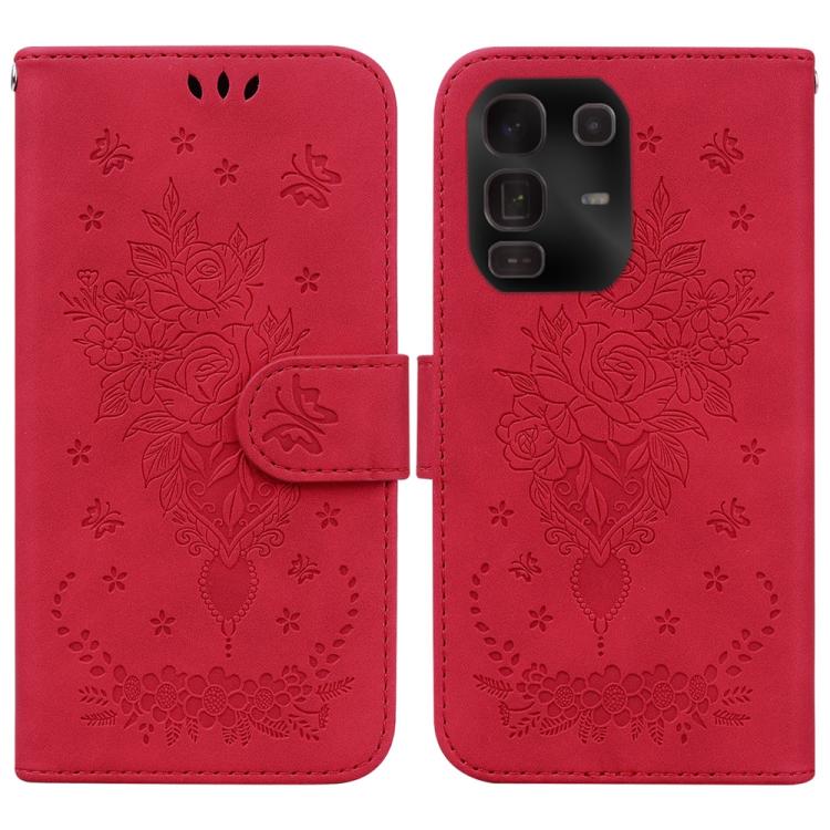 Butterfly Rose Embossed Leather Phone Case — For Infinix Note 40 5G