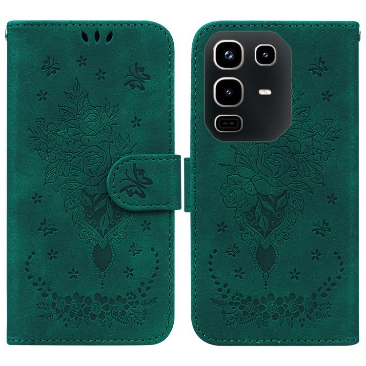 Butterfly Rose Embossed Leather Phone Case — For Infinix Note 40 Pro+