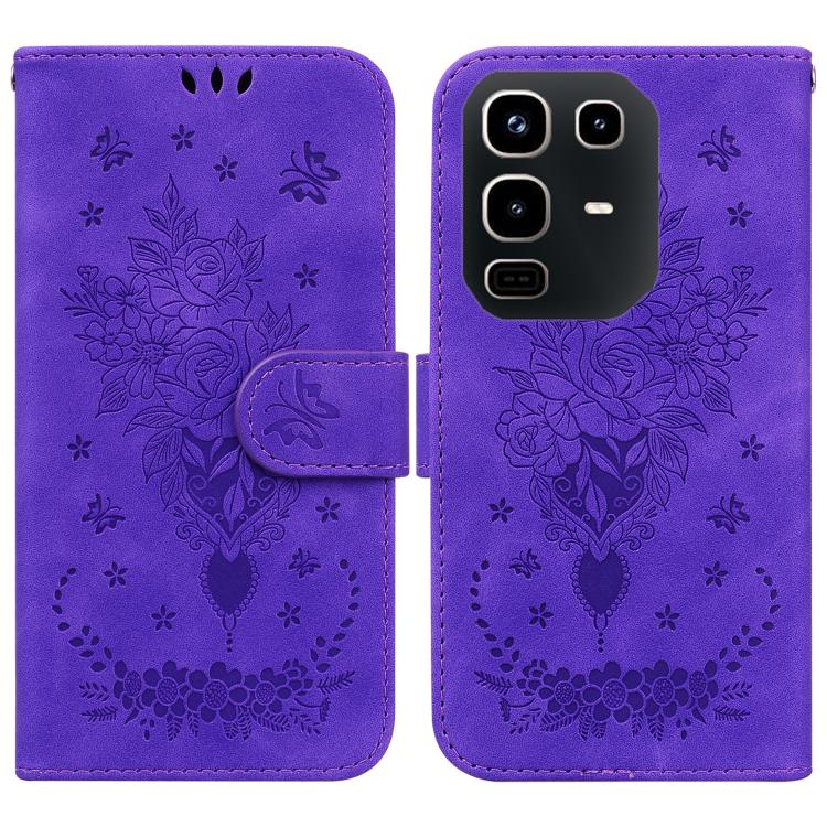 Butterfly Rose Embossed Leather Phone Case — Blue