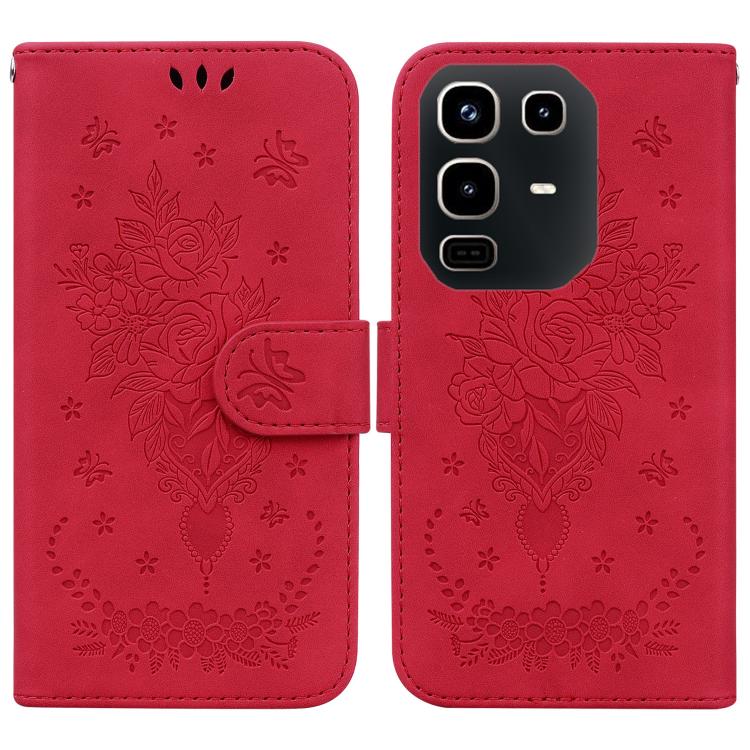 Butterfly Rose Embossed Leather Phone Case — Green