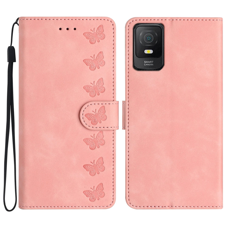 Seven Butterflies Embossed Leather Phone Case — Blue