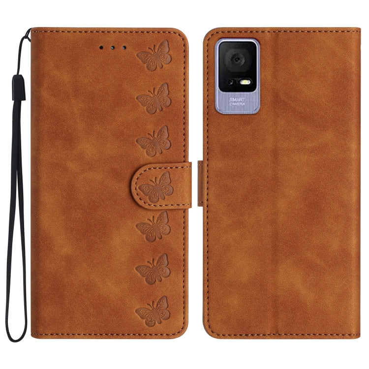 Seven Butterflies Embossed Leather Phone Case — Black
