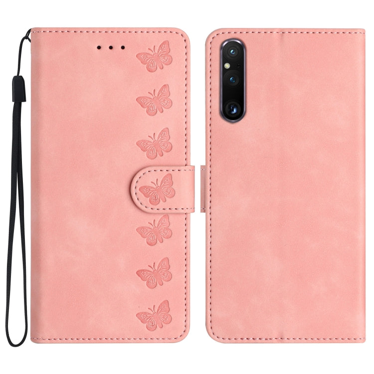 Seven Butterflies Embossed Leather Phone Case